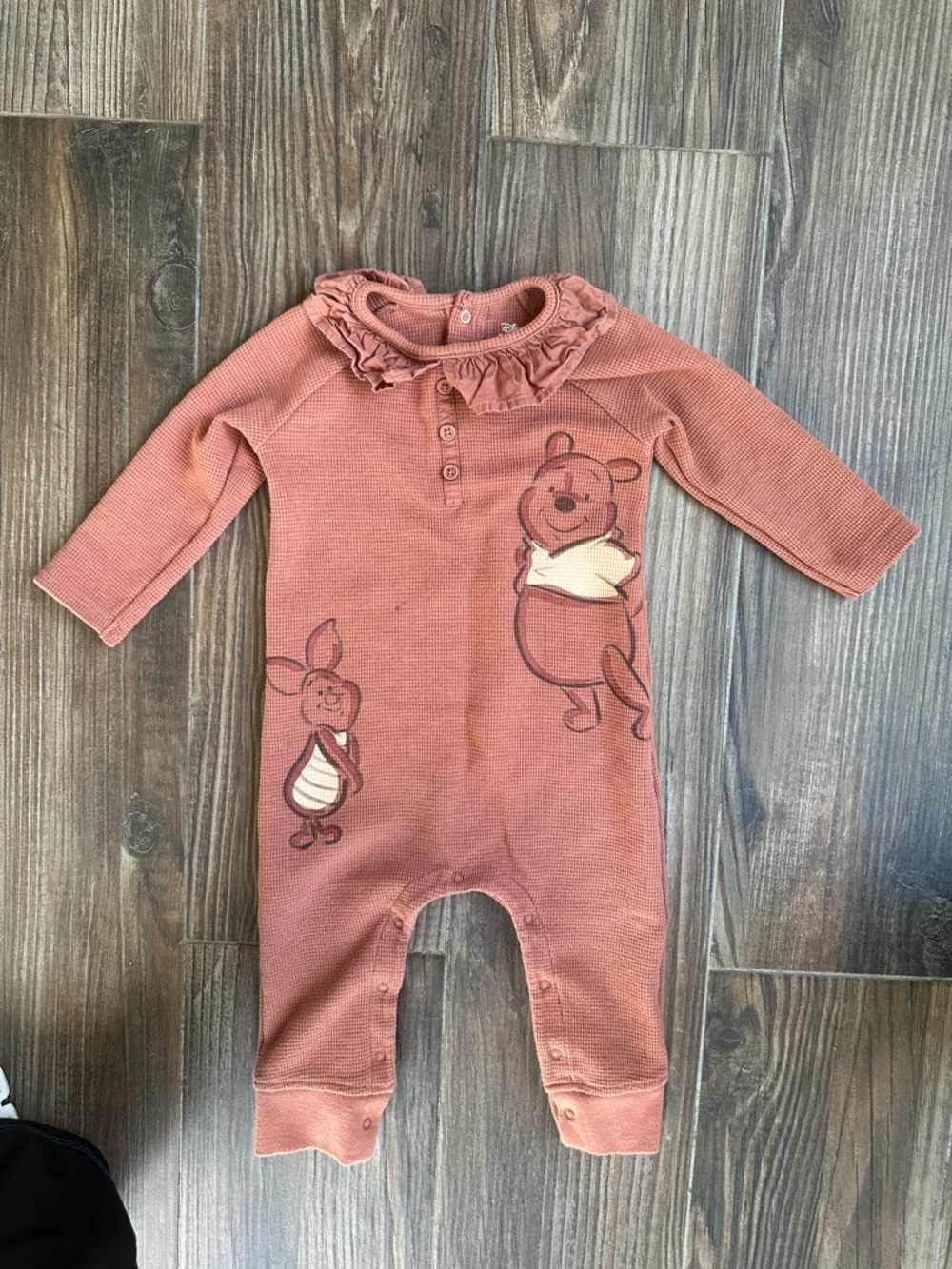 Disney Rust Winnie the Pooh & Piglet Ruffle Collar Jumpsuit